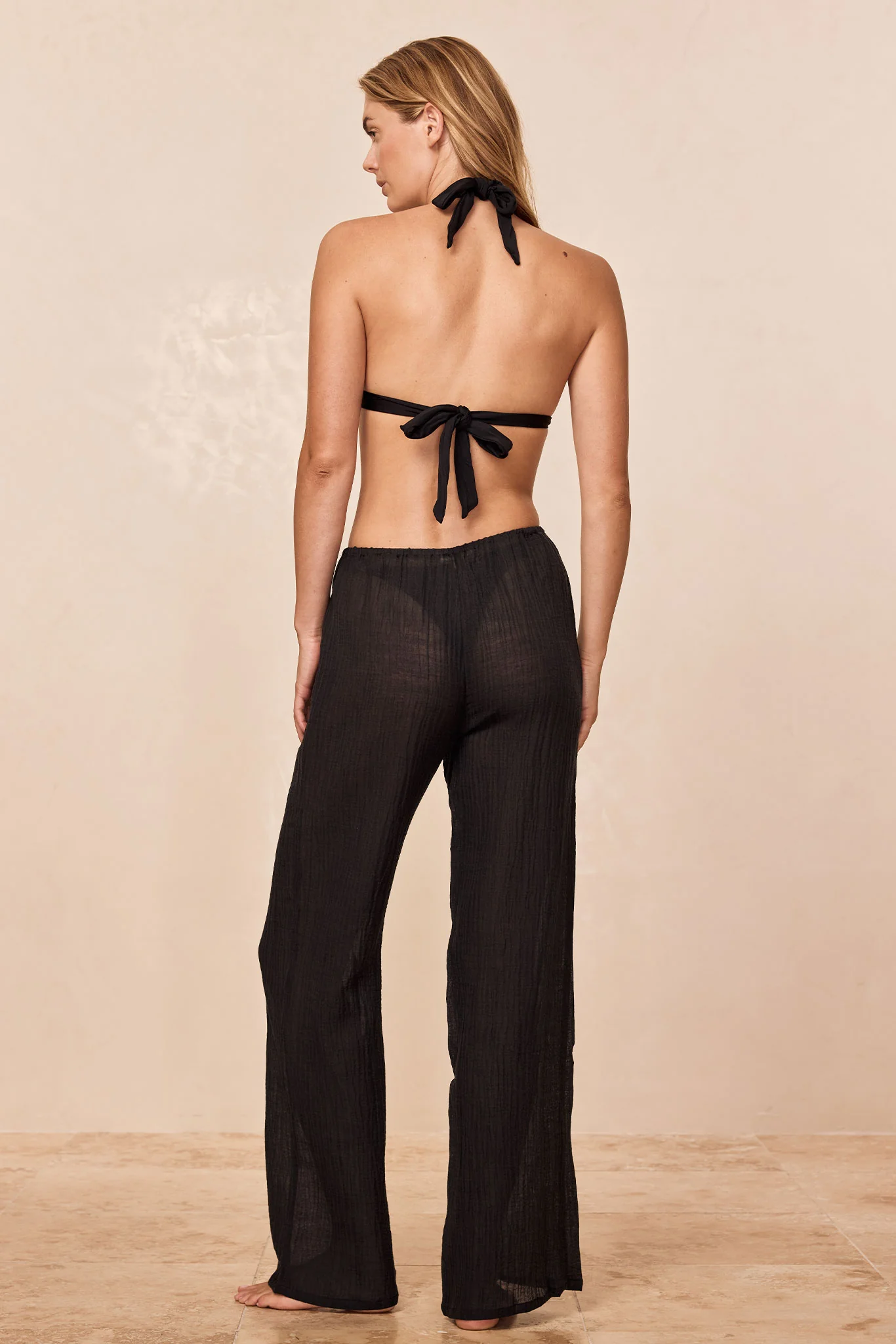 Belize Pant - Black Crinkle Linen