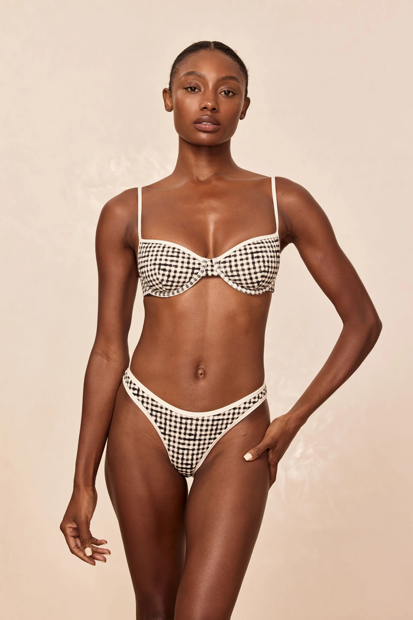 Capri Top Colorblock - Black Gingham