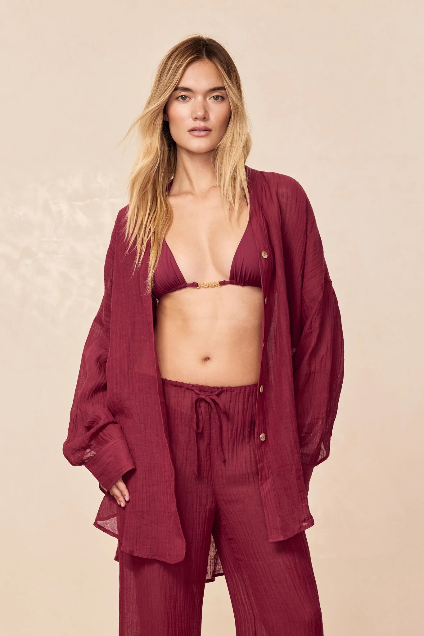 Barcelona Tunic - Fig Crinkle Linen