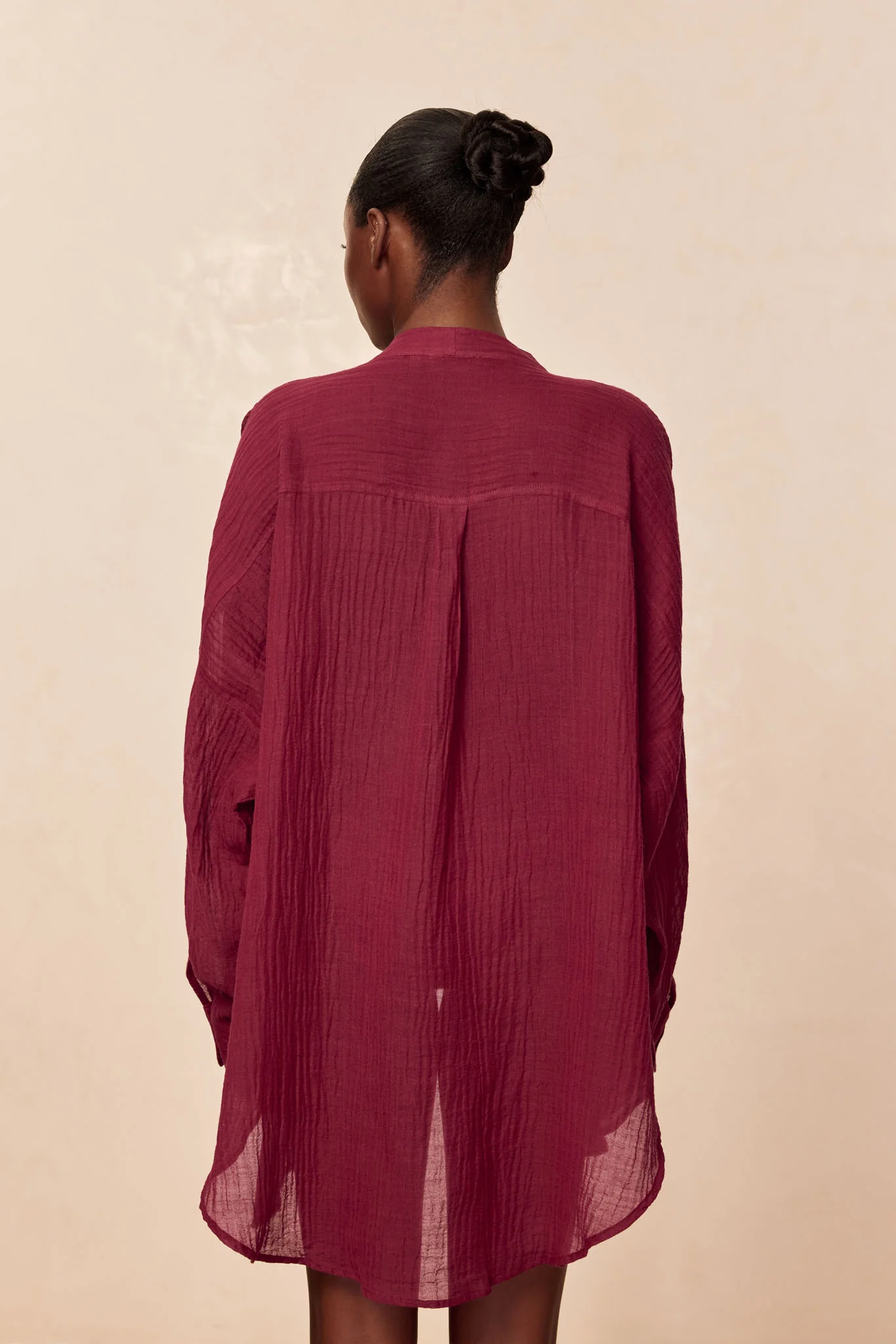 Barcelona Tunic - Fig Crinkle Linen