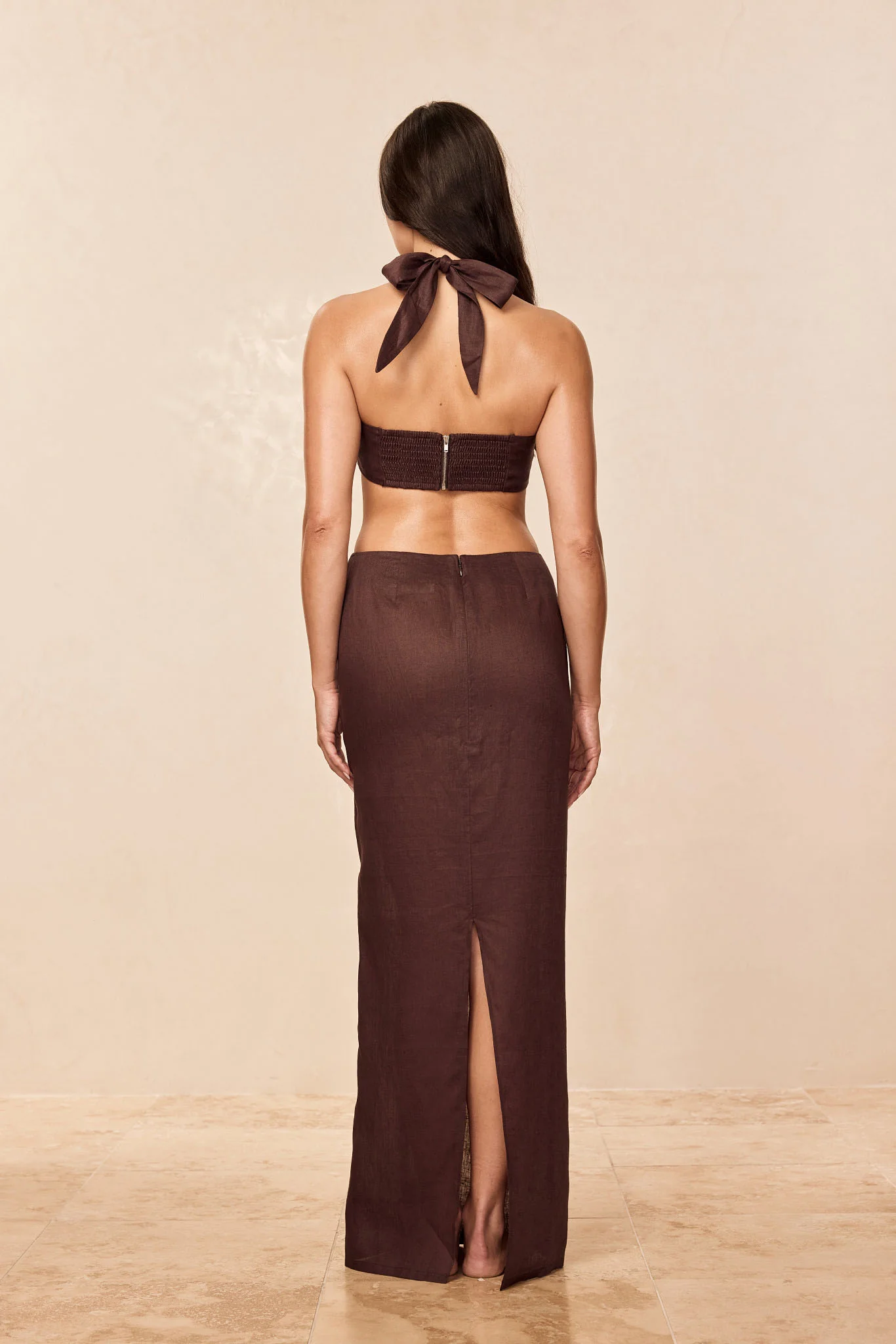 Fontelina Linen Skirt - Espresso Linen