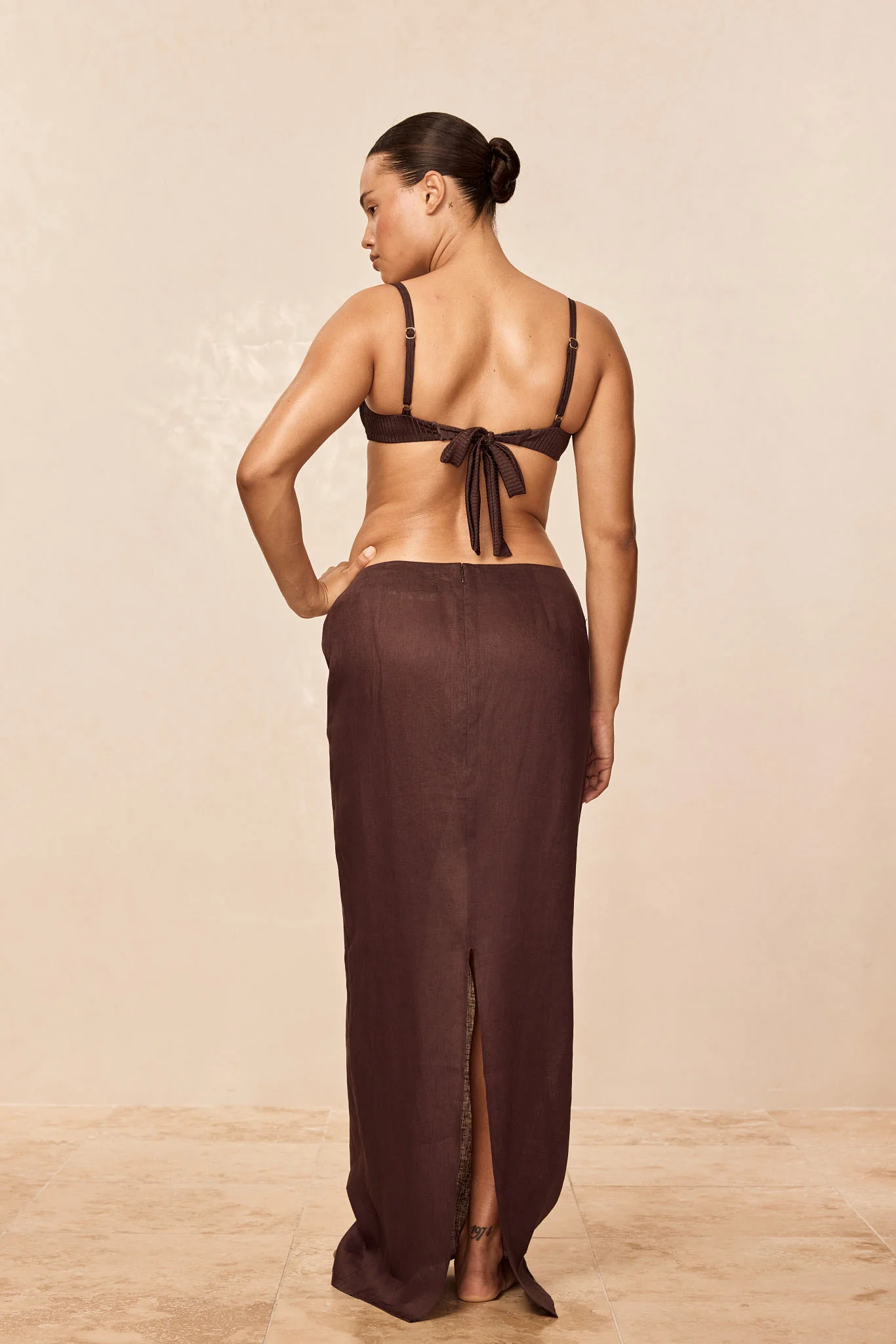 Fontelina Linen Skirt - Espresso Linen