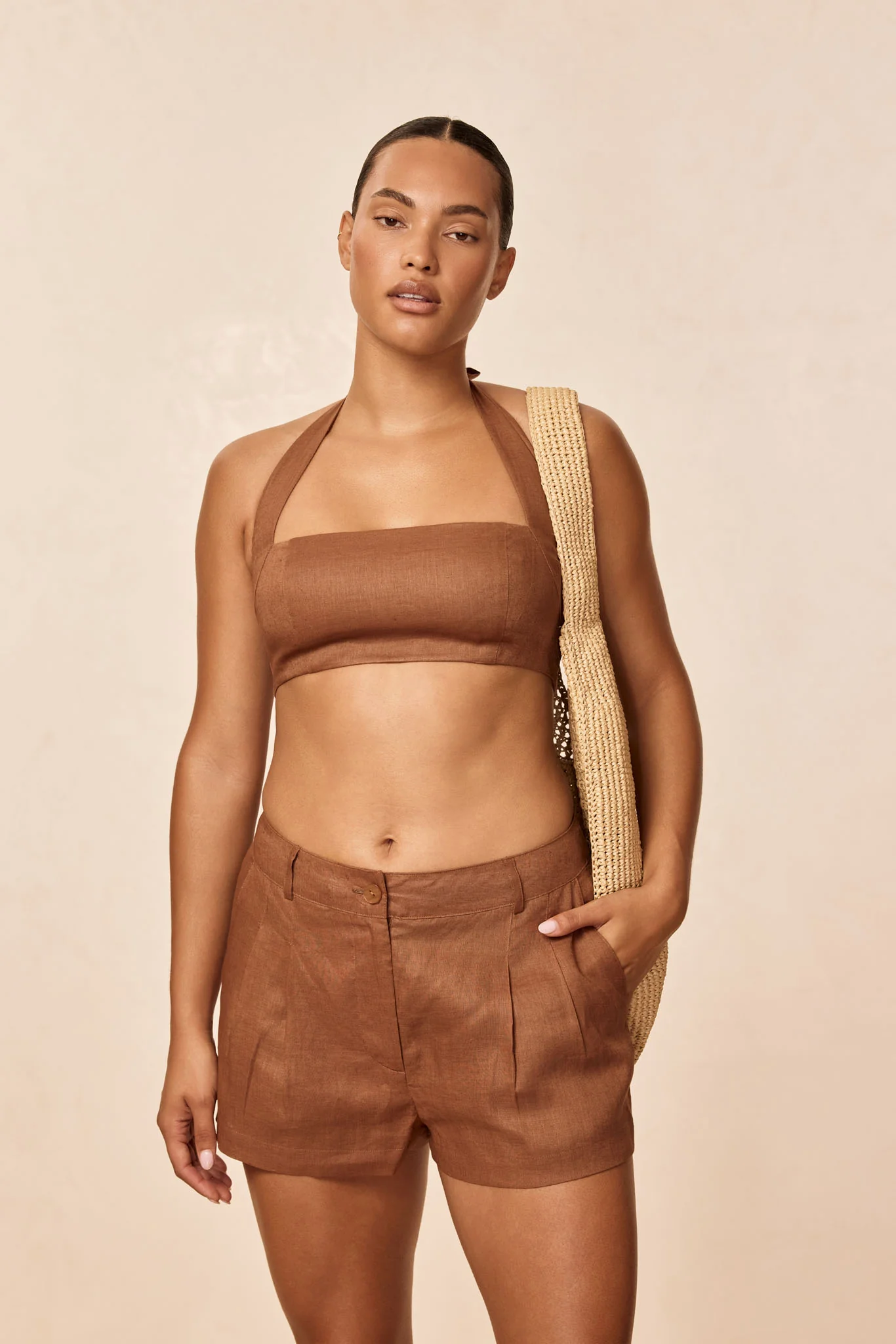 Montserrat Top - Caramel Linen