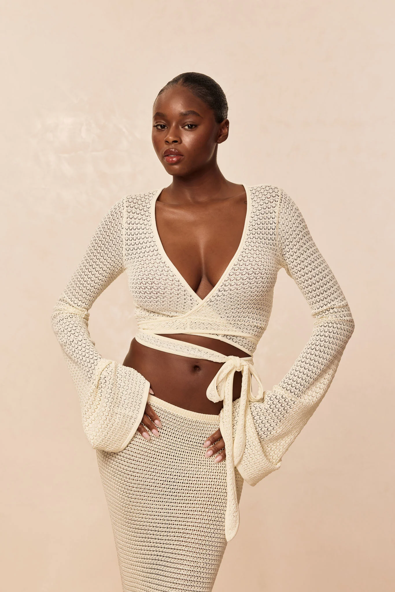 Madrid Wrap Top - Ivory Lace Crochet