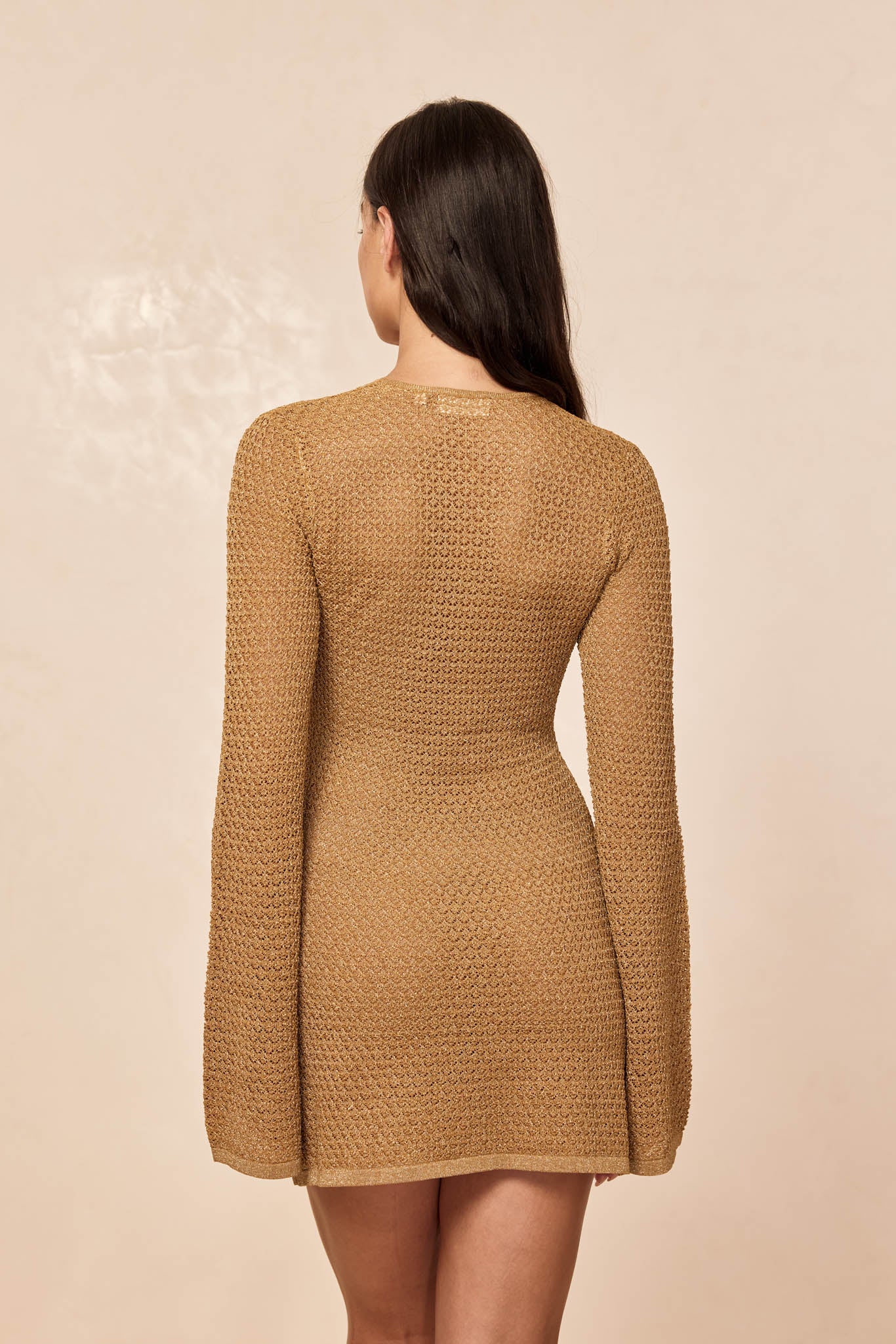 Montego Mini Dress - Antique Gold Lace Crochet